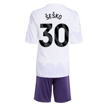 Billige Fotballdrakt Manchester United Benjamin Sesko #30 Replika Bortedraktsett Barn 2025-26 Kortermet (med bukser)